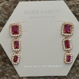 Bomb Party Gold & Fuchsia Drop Earrings